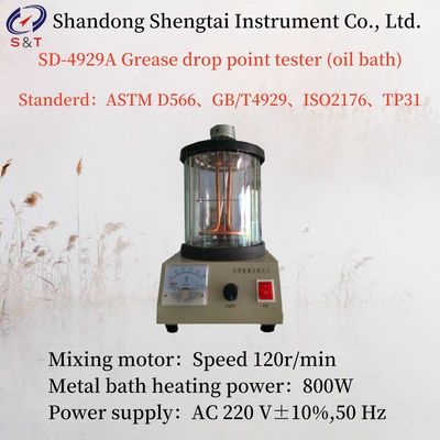 Heating Power 800w Grease Drop Point Tester Oil Bath Mixing Motor Speed 120r/Min