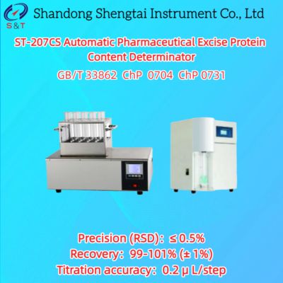 Fully Automatic Protein Analyzer Kjeldahl Nitrogen Determinator 0.1-240 mg N RSD ≤ 0.5% ChP 0731