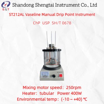 Manual Vaseline Drip Point Instrument with 110mm Glass Test Tube 250rpm Mixing Motor and 400W Heater