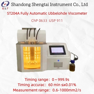 Máy đo độ nhớt động học Ubbelohde tự động hoàn toàn ST204A, tuân thủ USP 911, Dược điển Trung Quốc 2025, 5-100 ℃