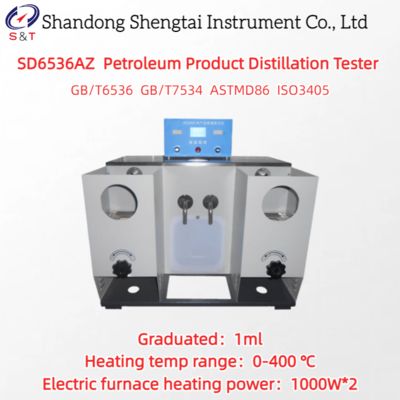 Máy thử chưng cất phân đoạn nhiên liệu 2 lỗ, bể lạnh 5.5L, gia nhiệt 0-400℃ ASTM D86