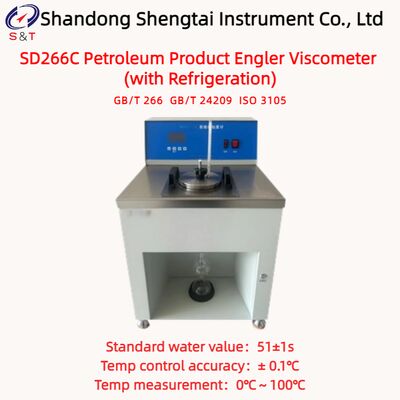 Diesel Fuel Engler Viscometer With Refrigeration 0℃～100℃ Timing 999.9s ISO 3105