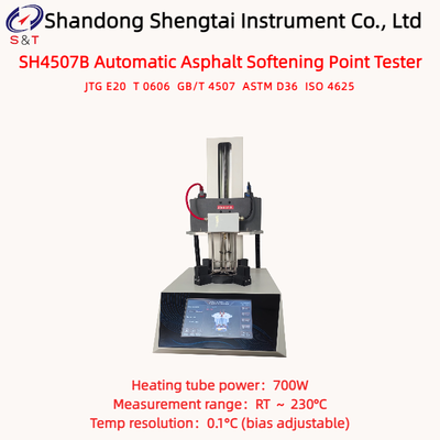 Máy phân tích điểm làm mềm nhựa tự động RT        230 °C Tốc độ sưởi ấm 5,0 °C ± 0,5 °C/min ASTM D36